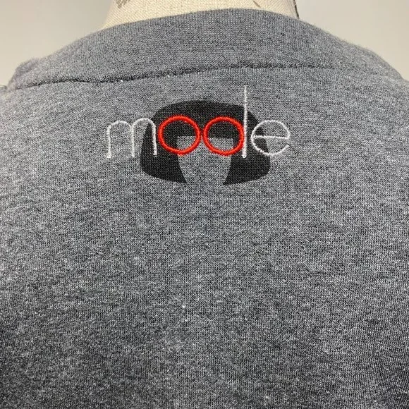 Disney Edna Mode Embroidered Faux Leather Sleeve Pullover Sweater Size XS Gray - Picture 7 of 12